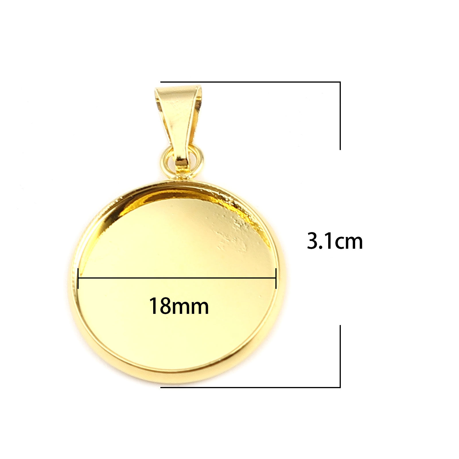 Imagen de Latón Soporta a Cabachones Colgantes Ronda Chapado en Oro (Apta 18mm) 31mm x 20mm, 5 Unidades