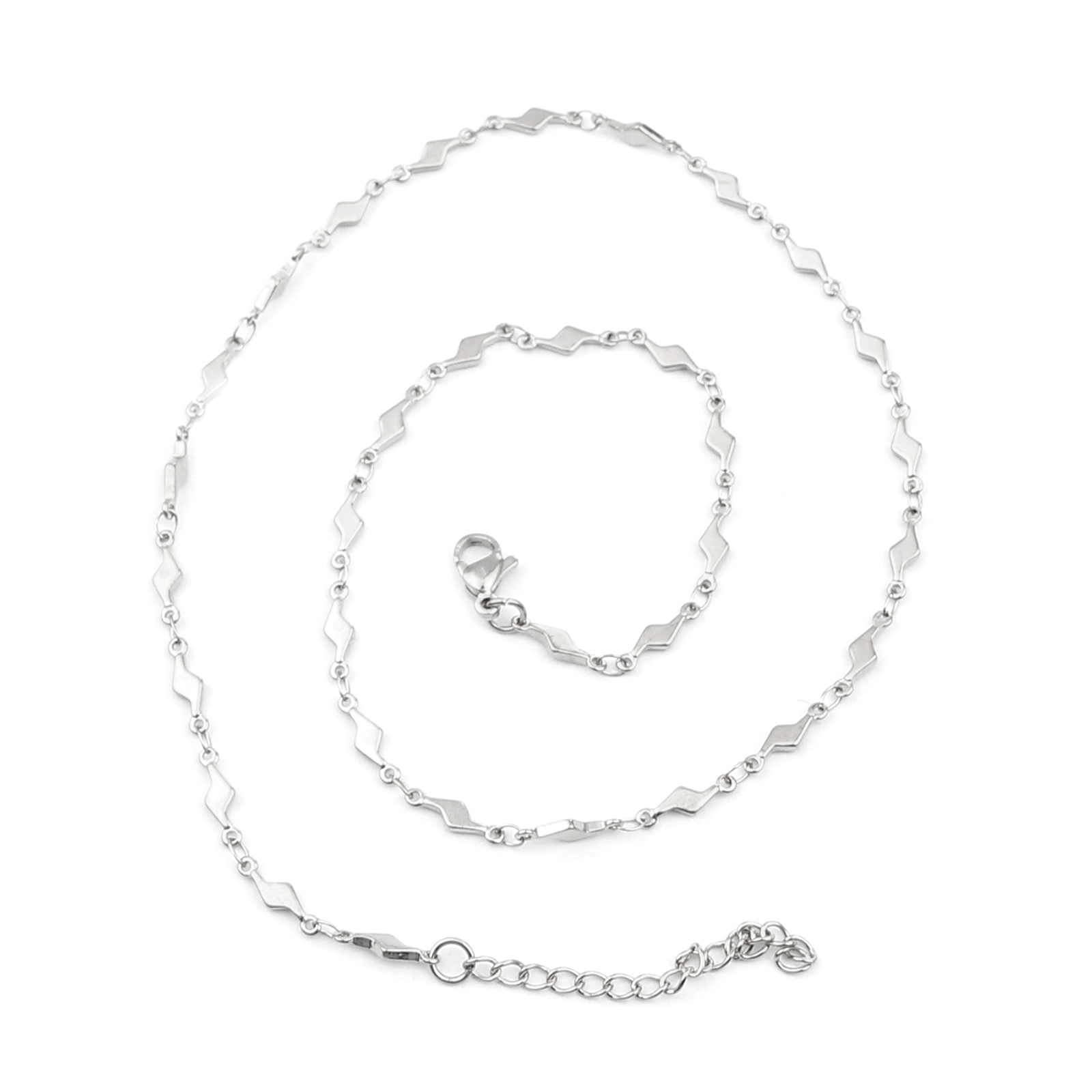 Изображение 304 Stainless Steel Necklace Lightning Silver Tone 45cm(17 6/8") long, 1 Piece