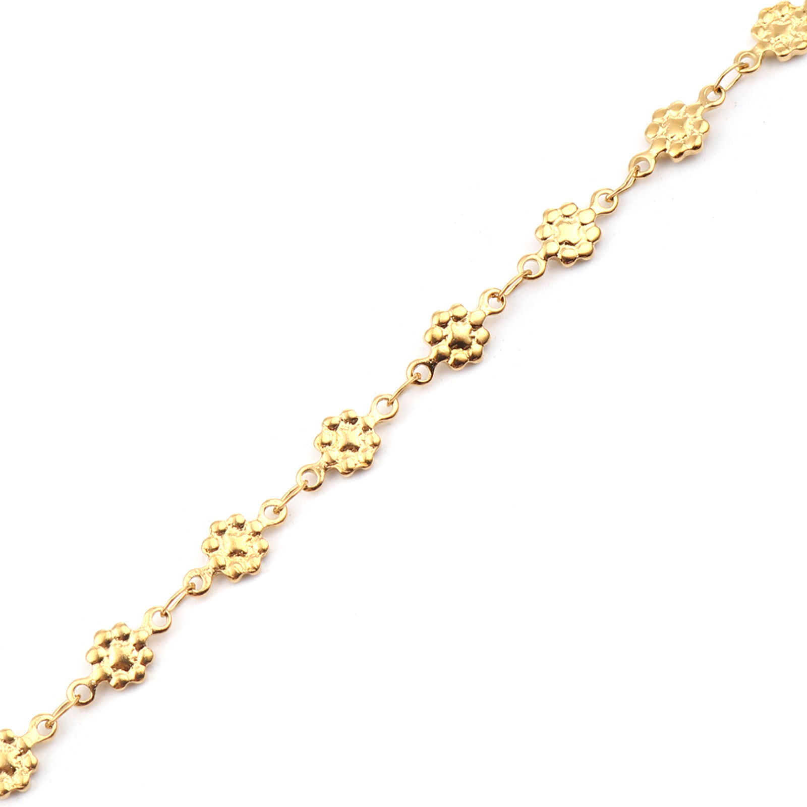 Bild von 1 Strang Vakuumbeschichtung 304 Edelstahl Fußketten Vergoldet Blumen Herz