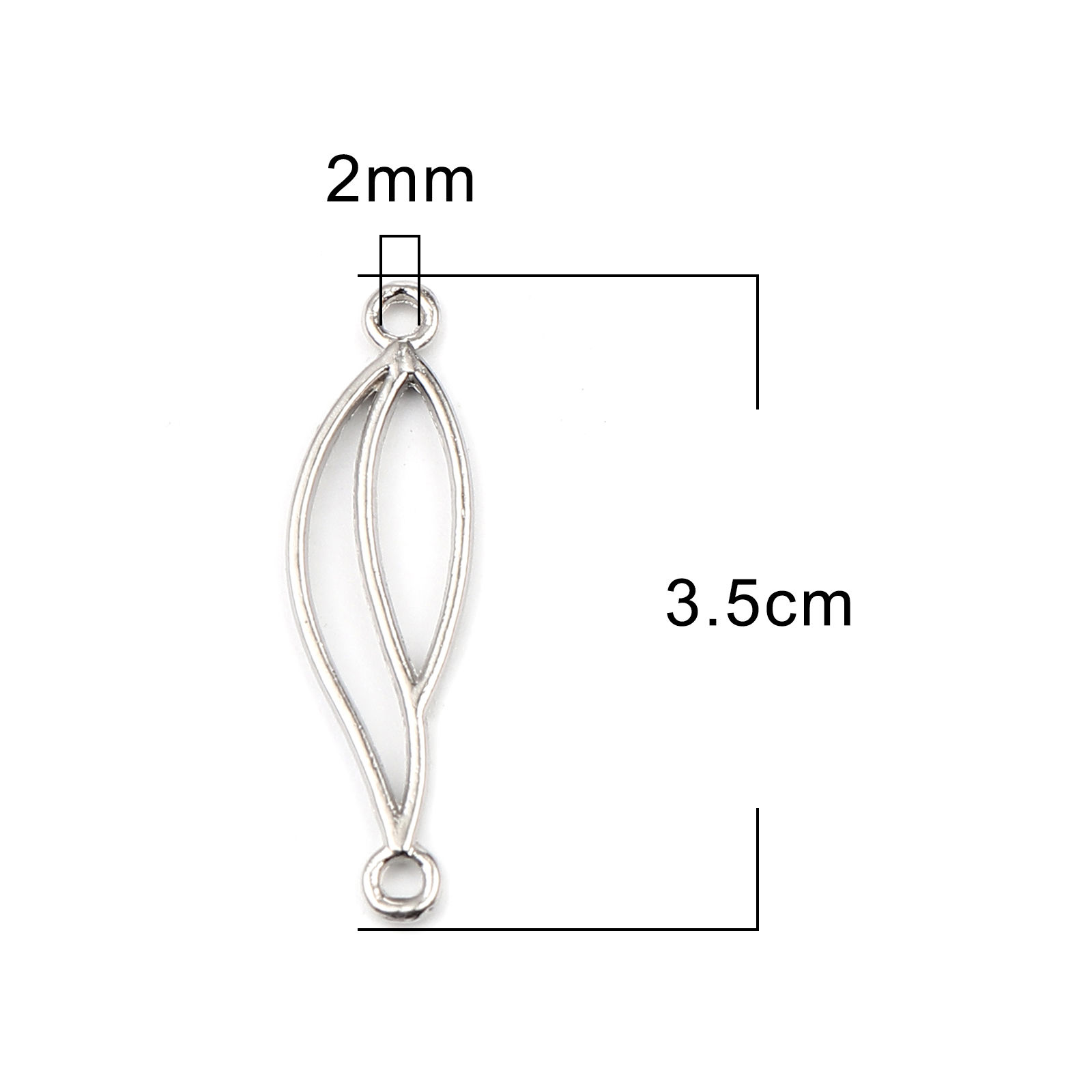 Picture of Zinc Based Alloy Connectors Leaf Silver Tone 35mm x 10mm, 100 PCs