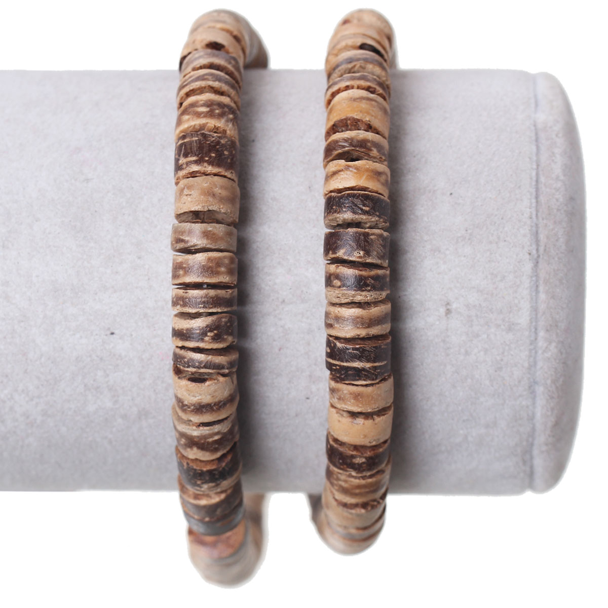 Picture of 3 Strands (Approx 162 PCs/Strand) Coconut Shell Spacer Beads For DIY Jewelry Making Cylinder Light Coffee About 8mm Dia, Hole: Approx 1mm, 40cm(15 6/8") long
