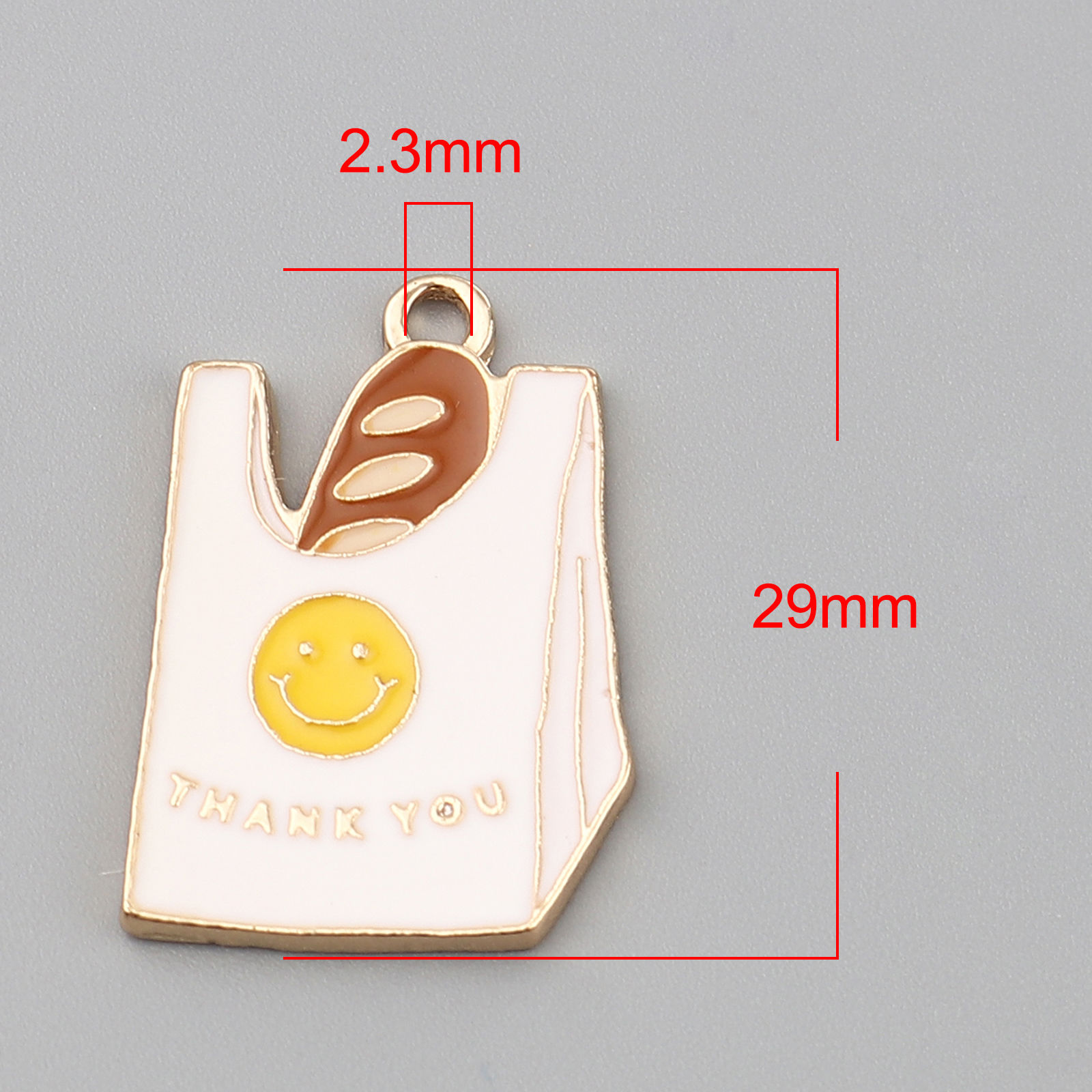 Imagen de Zinc Based Alloy Charms Gold Plated White & Brown Smile Enamel 29mm x 20mm, 10 PCs