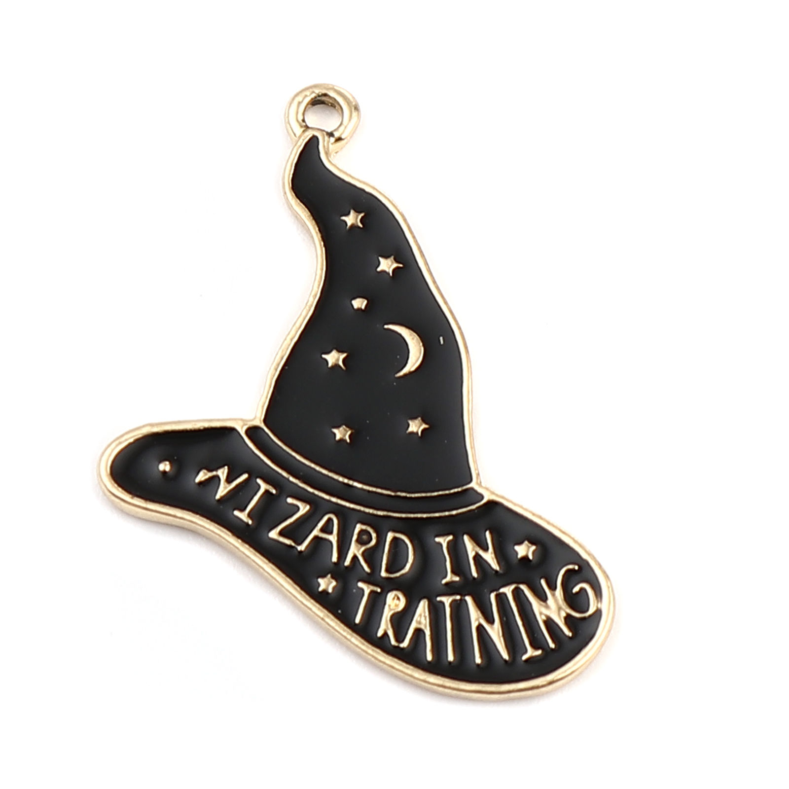 Imagen de Zinc Based Alloy Charms Halloween Witch Hat Gold Plated Black Enamel 28mm x 24mm, 10 PCs