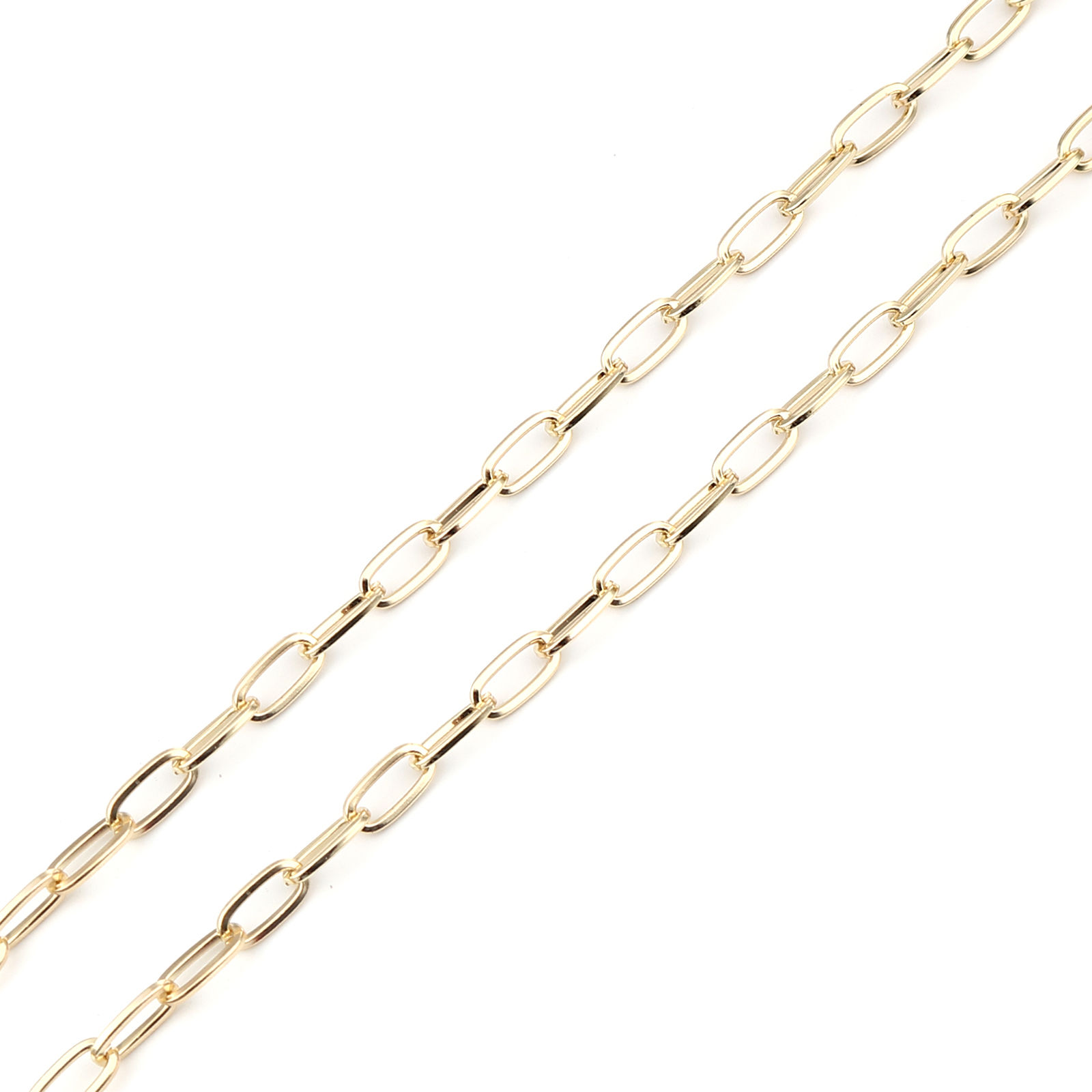 Изображение Латунь Позолоченные цепочки Детали Овальные настоящее золото с покрытием 10x5мм, 1 М