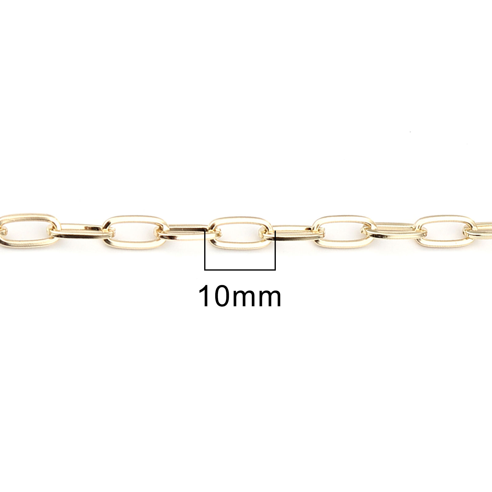 Изображение Латунь Позолоченные цепочки Детали Овальные настоящее золото с покрытием 10x5мм, 1 М