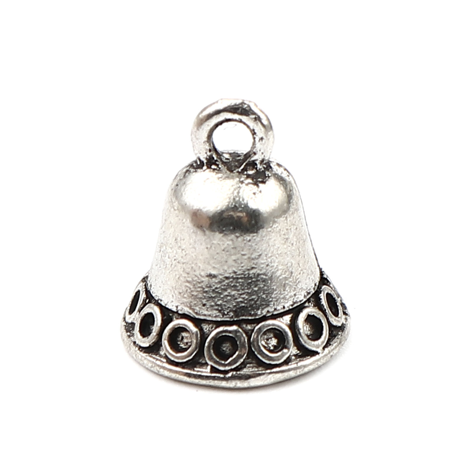 Picture of Zinc Based Alloy Charms Christmas Jingle Bell Antique Silver Color 12mm x 11mm, 20 PCs