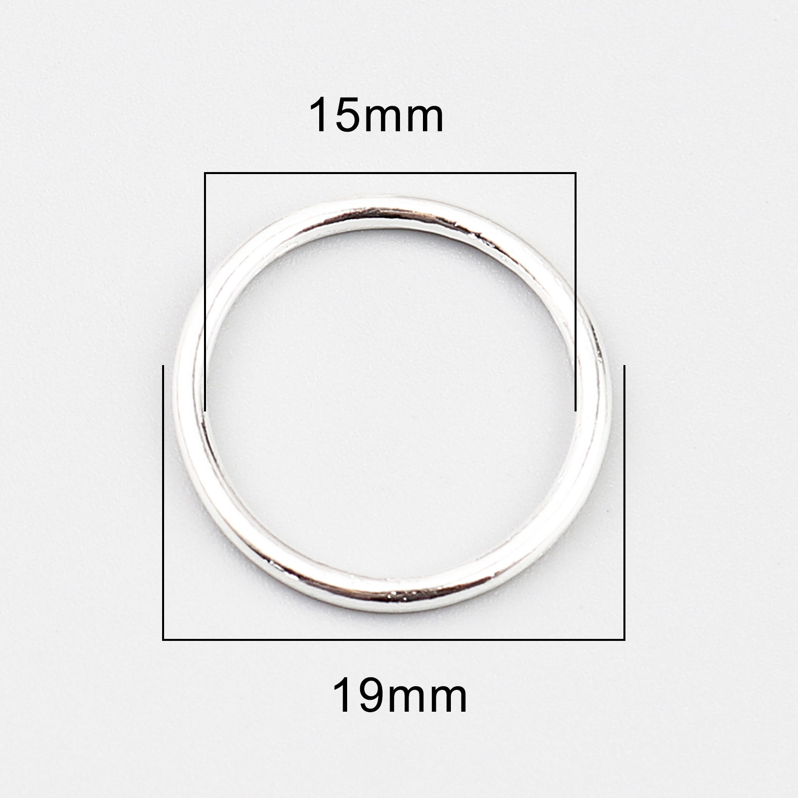 Immagine di 100 Pz 19mm Dia, 1.5mm(15 misura) Lega di Zinco Chiuso Stile Anello di Salto Argento Placcato Tondo