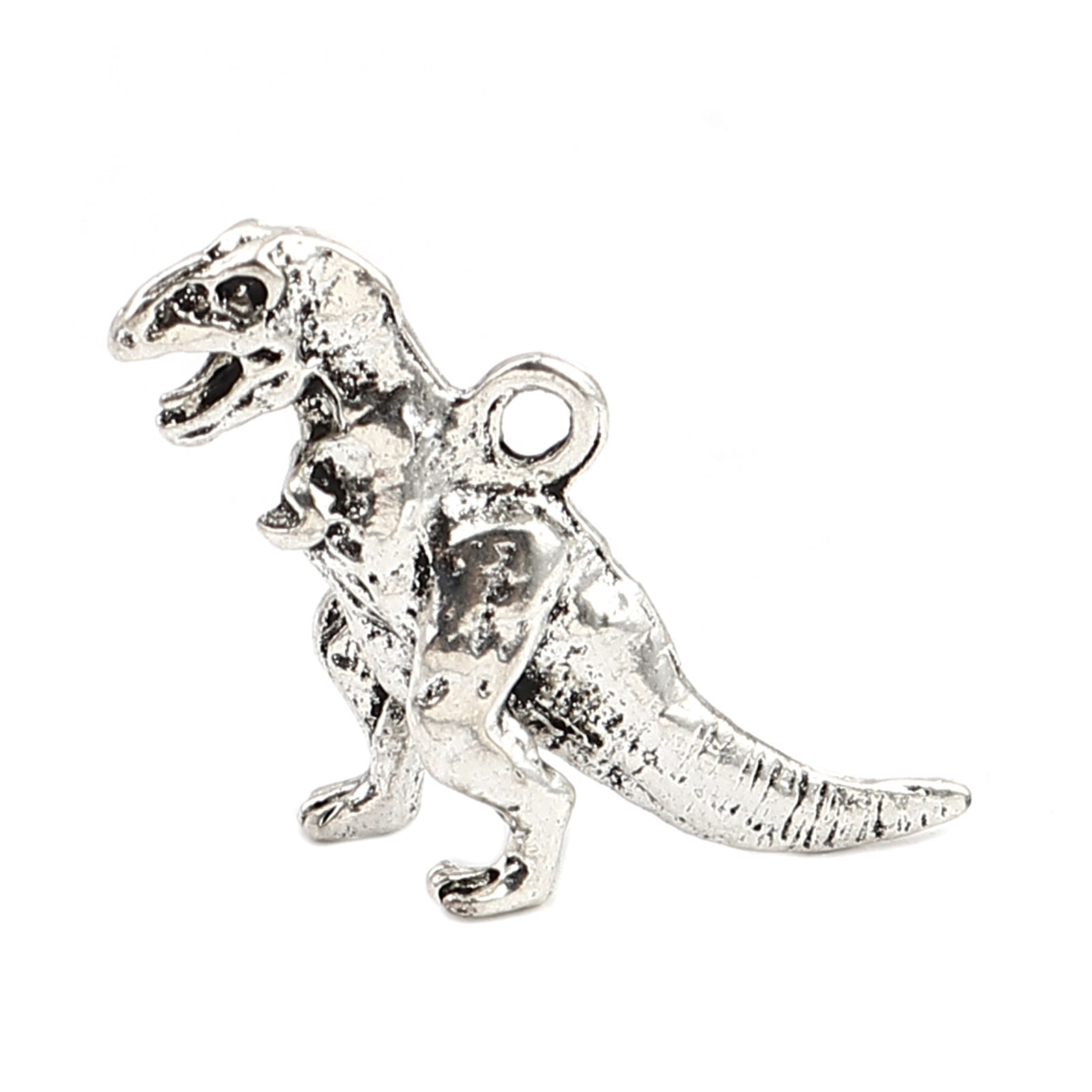 Bild von Zinklegierung Charms Dinosaurier Antiksilber 3D 27mm x 22mm, 5 Stück