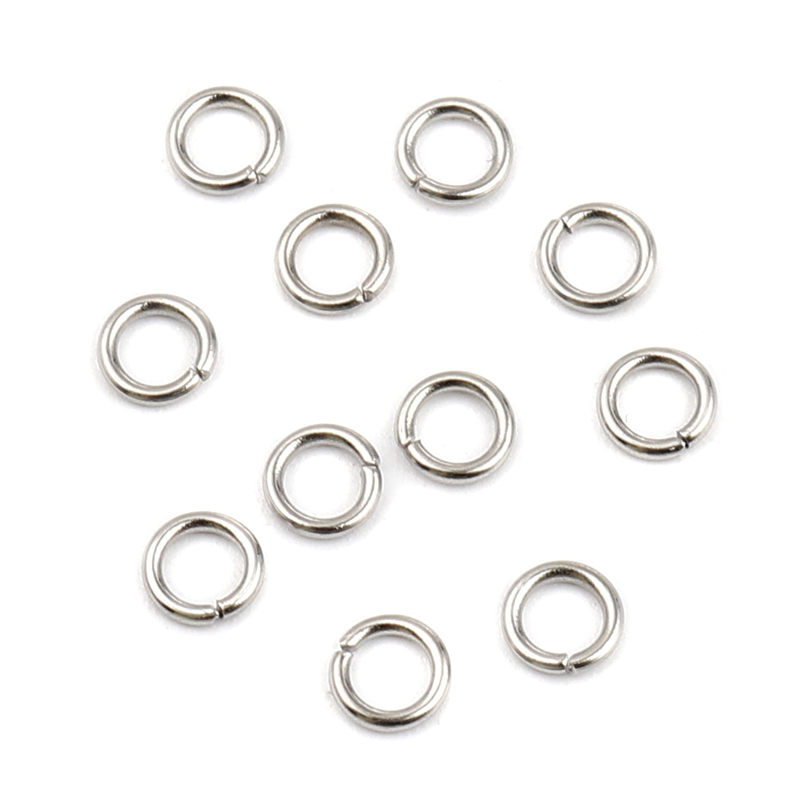 Picture of 1000 PCs 4.5mm Dia., 0.8mm(20 gauge) Stainless Steel Open Jump Rings Findings For Jewelry Making Silver Tone Round
