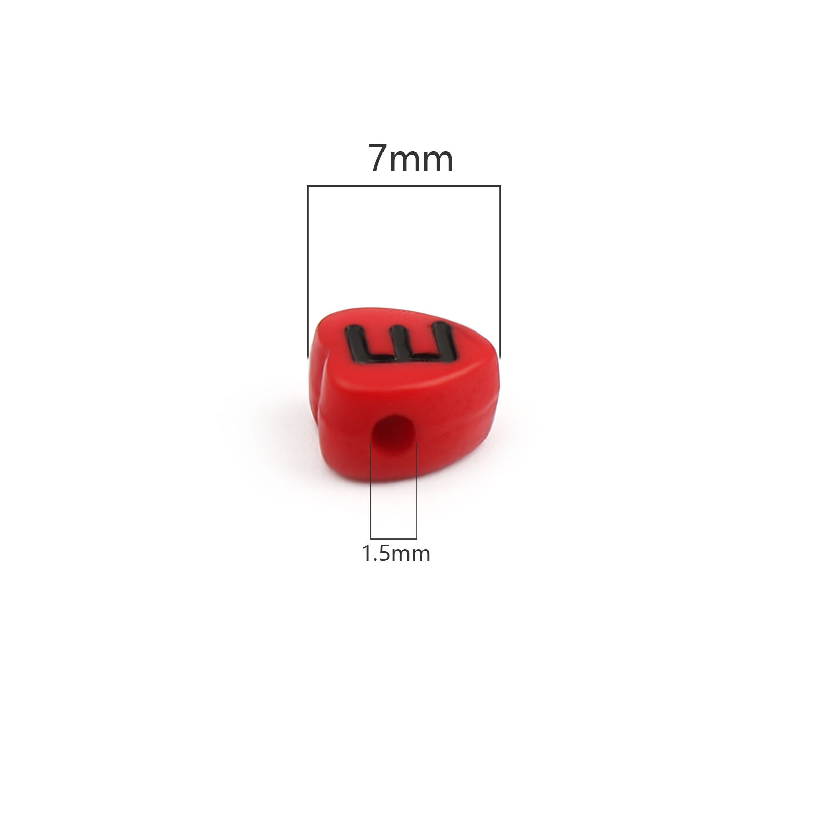 Picture of Acrylic Beads Heart At Random Color Mixed Initial Alphabet/ Capital Letter Pattern Enamel About 7mm x 7mm, Hole: Approx 1.5mm, 300 PCs