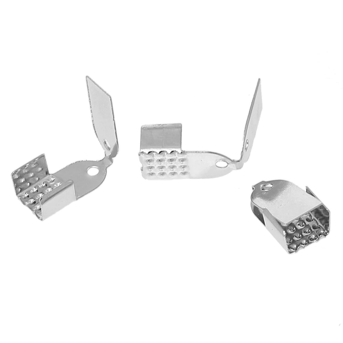 Bild von Eisen(Legierung) Schnur Endkappen für Halskette Für Halskette oder Armband Silberfarbe 11mm x 6mm, 500 Stücke