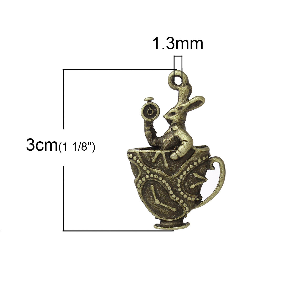 Изображение Цинковый Сплав очарование Подвески Чашка Античная Бронза Кролик С  Узором 30мм x 18мм, 20 ШТ