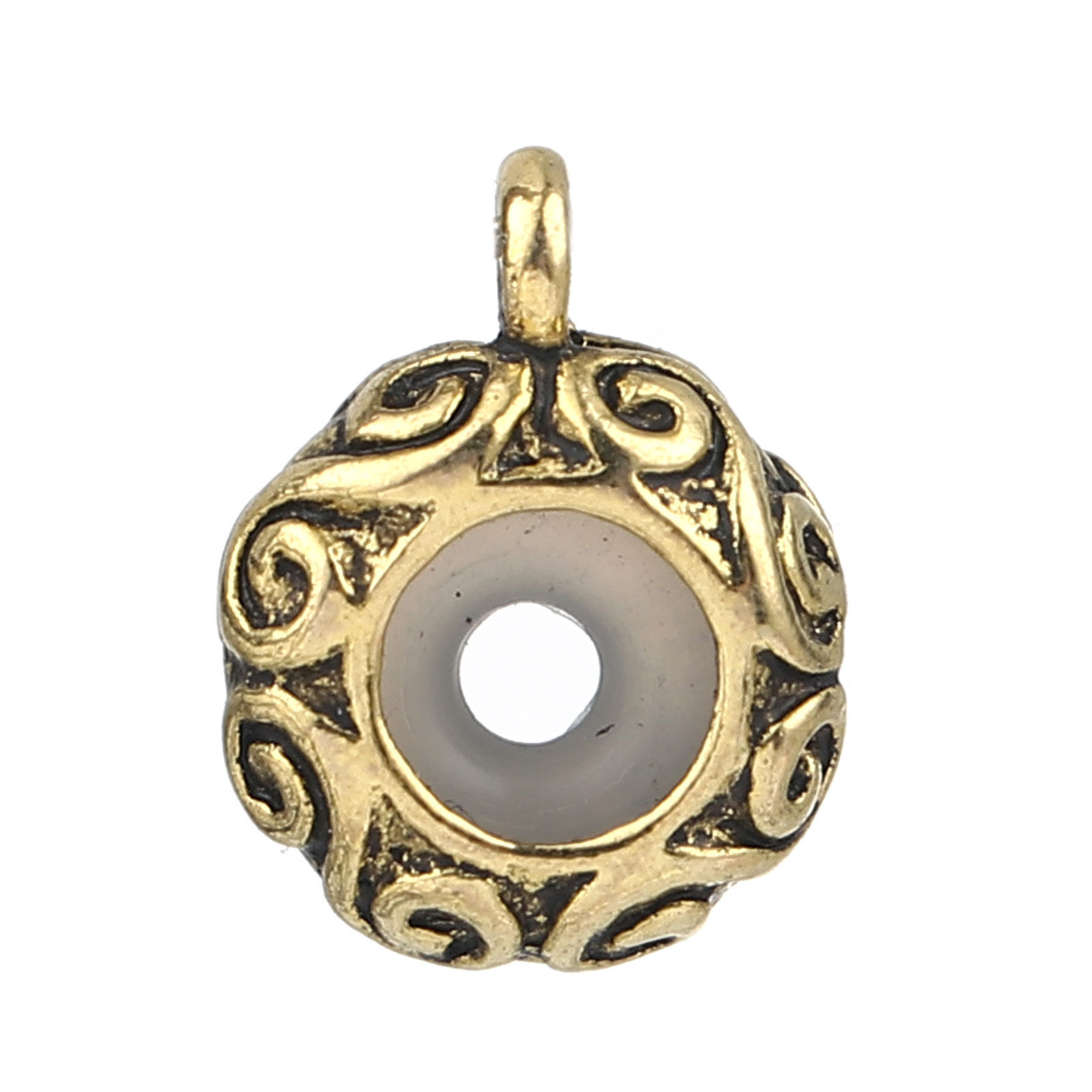 Imagen de Zamak Estilo Europeo Cuentas Espaciadoras de Tapón con Núcleo de Goma Cuentas Ronda Oro antiguo 14mm x 11mm , 10 Unidades