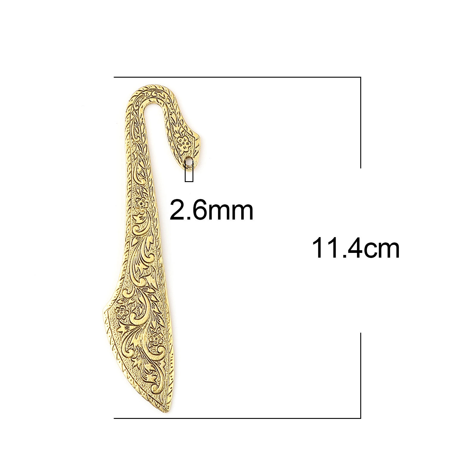 Imagen de Zamak Marcadores de libro Oro antiguo Flor Phoenix 11.4cm x 3.5cm, 3 Unidades