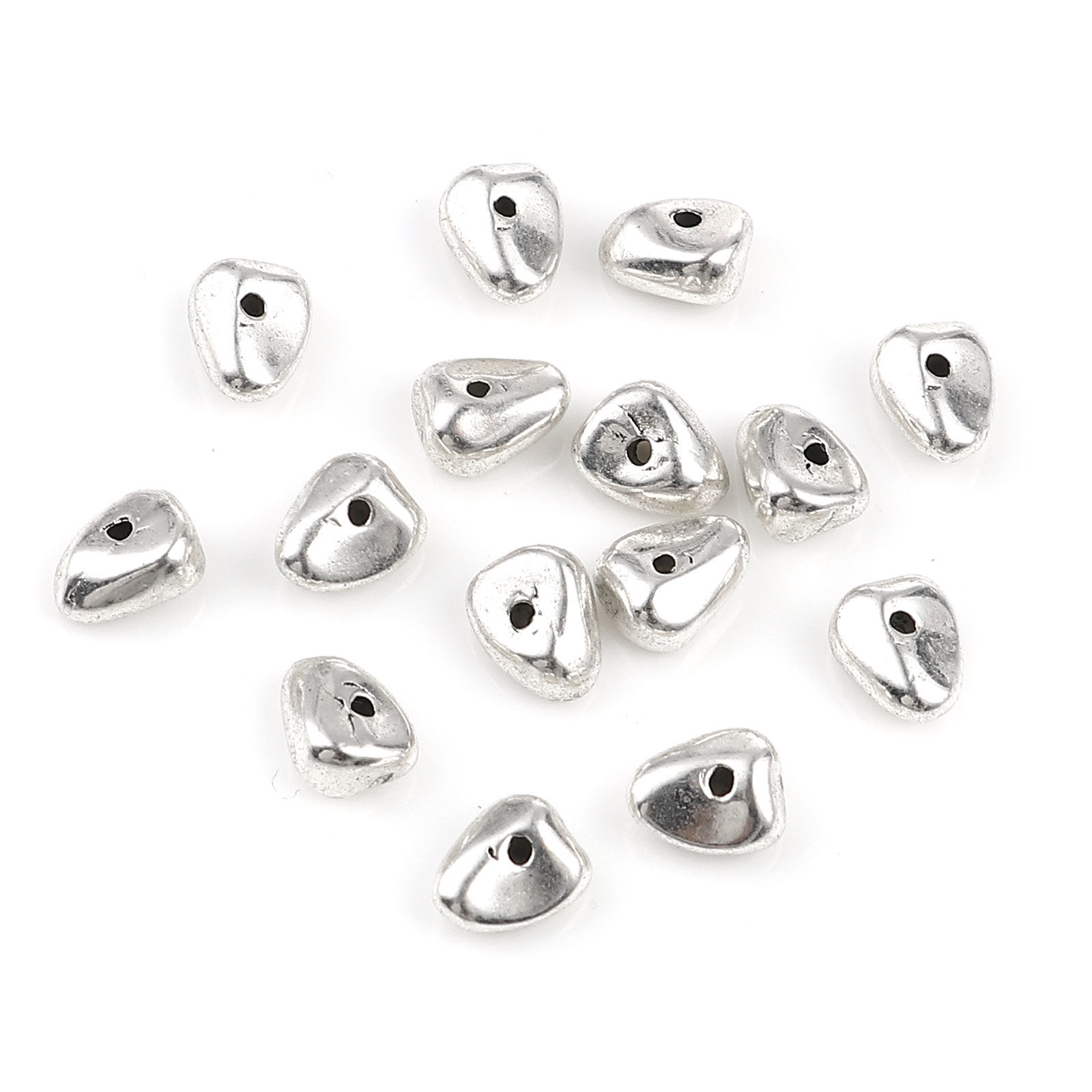 Imagen de Zamak Cuentas Irregular Plata Antigua Aprox 8mm x 7mm, Agujero: Aprox 1.3mm, 50 Unidades