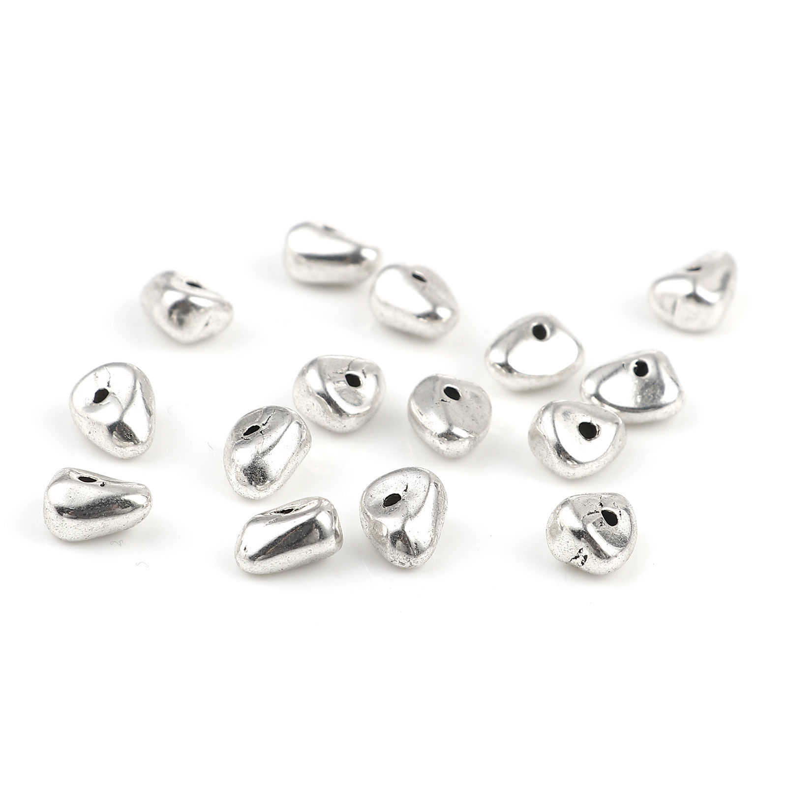 Imagen de Zamak Cuentas Irregular Plata Antigua Aprox 8mm x 7mm, Agujero: Aprox 1.3mm, 50 Unidades