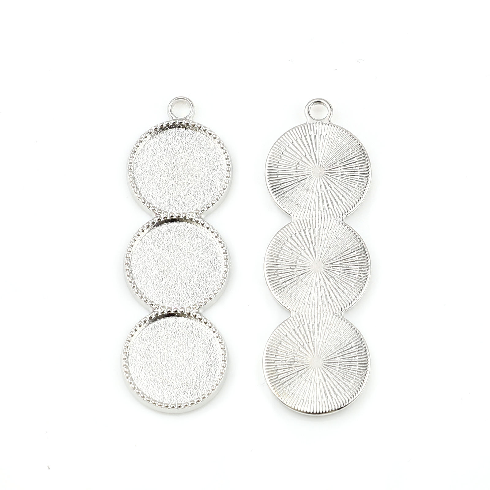 Imagen de Zamak Soporta a Cabachones Colgantes Ronda Tono de Plata (Apta 12mm) 44mm x 14mm, 10 Unidades