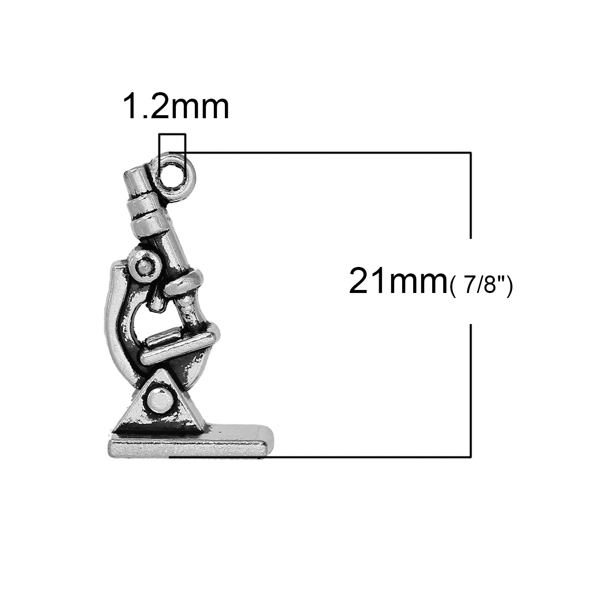 Imagen de Colgantes 3D Aleación del Metal Del Zinc de Microscopio , Plata Antigua 21mmx 11mm, 50 Unidades