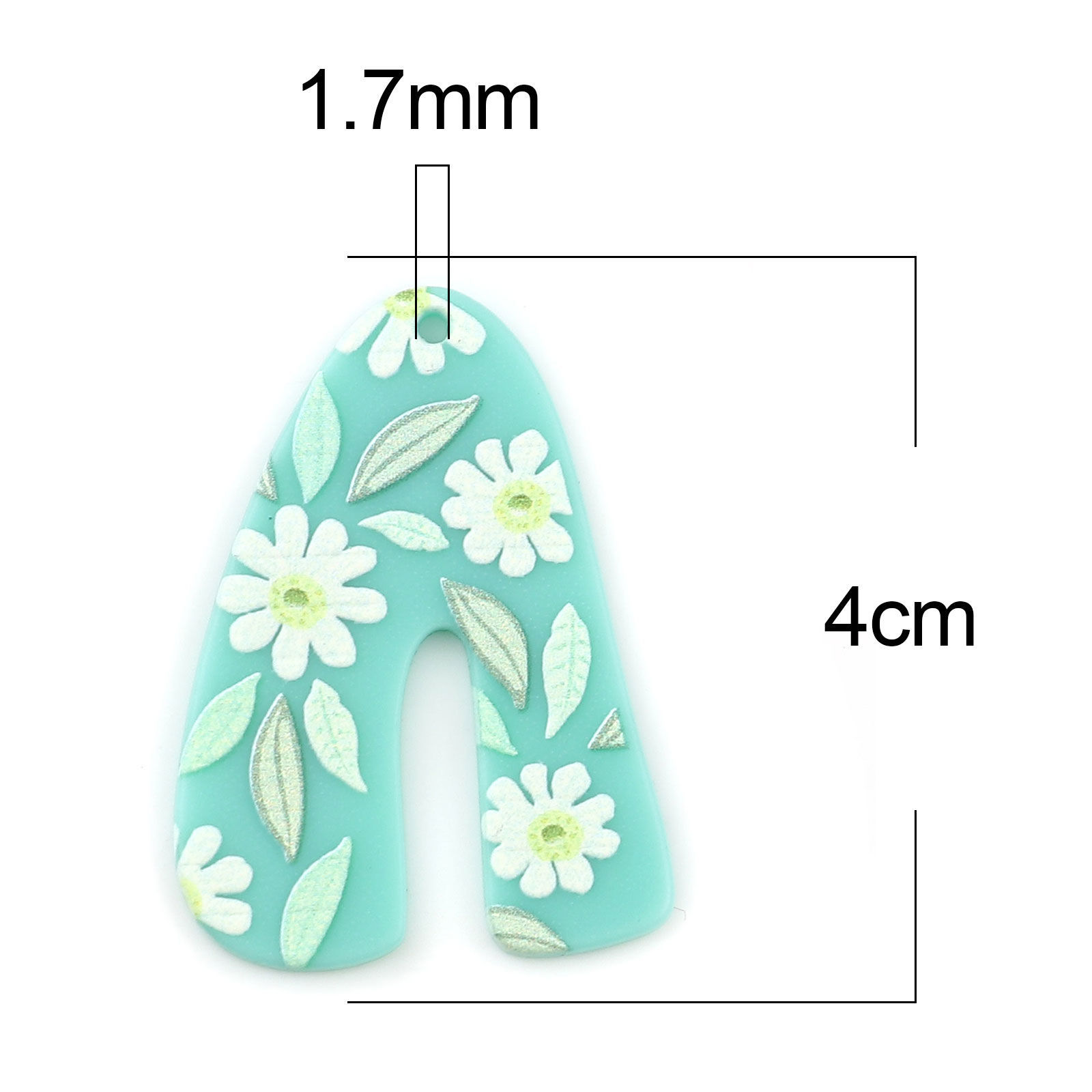 Picture of 5 PCs Resin Pendants Arched Flower Mint Green 4cm x 2.9cm