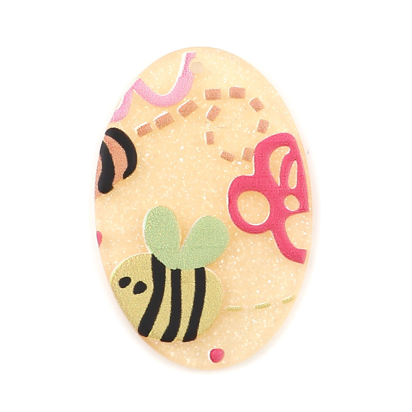 Picture of 5 PCs Resin Insect Pendants Oval Bee Orange 4cm x 2.7cm