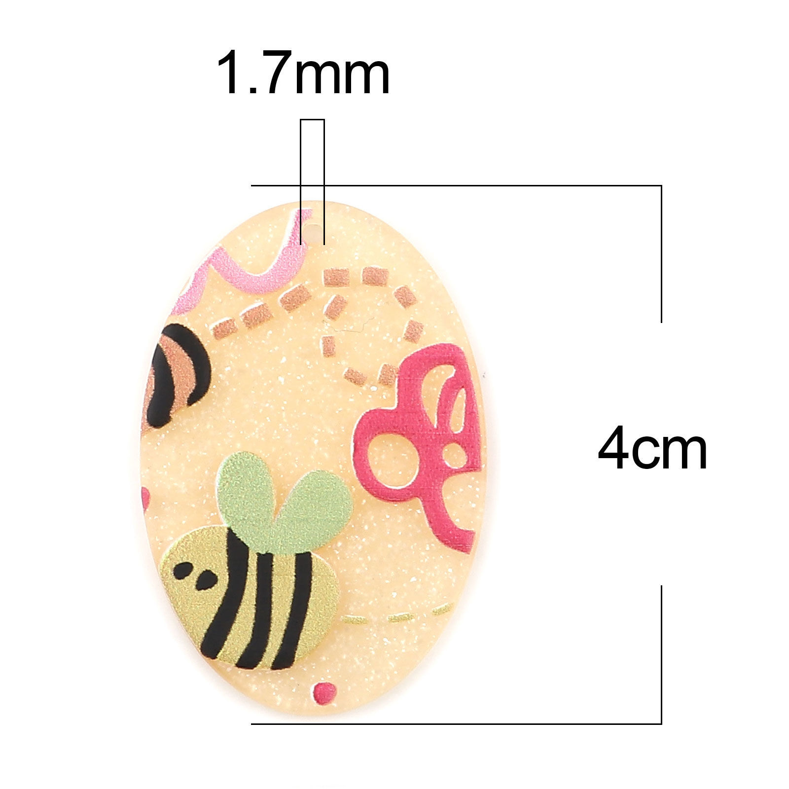 Picture of 5 PCs Resin Insect Pendants Oval Bee Orange 4cm x 2.7cm