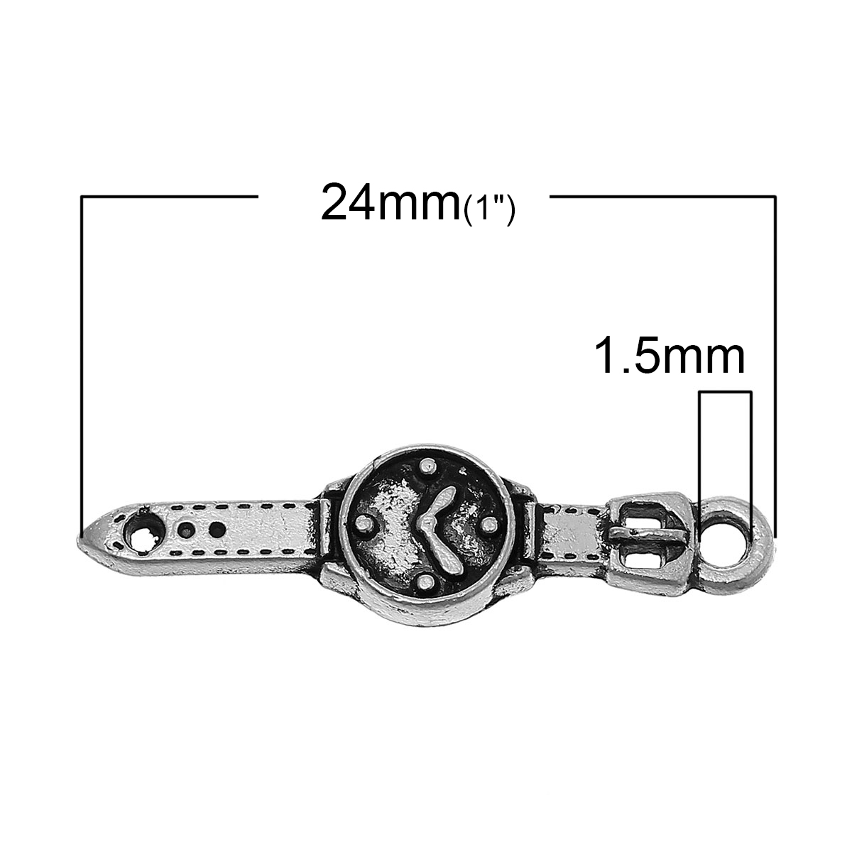 Imagen de Colgantes Aleación del Metal Del Zinc de Reloj de pulsera , Plata Antigua 24mmx 7mm, 30 Unidades