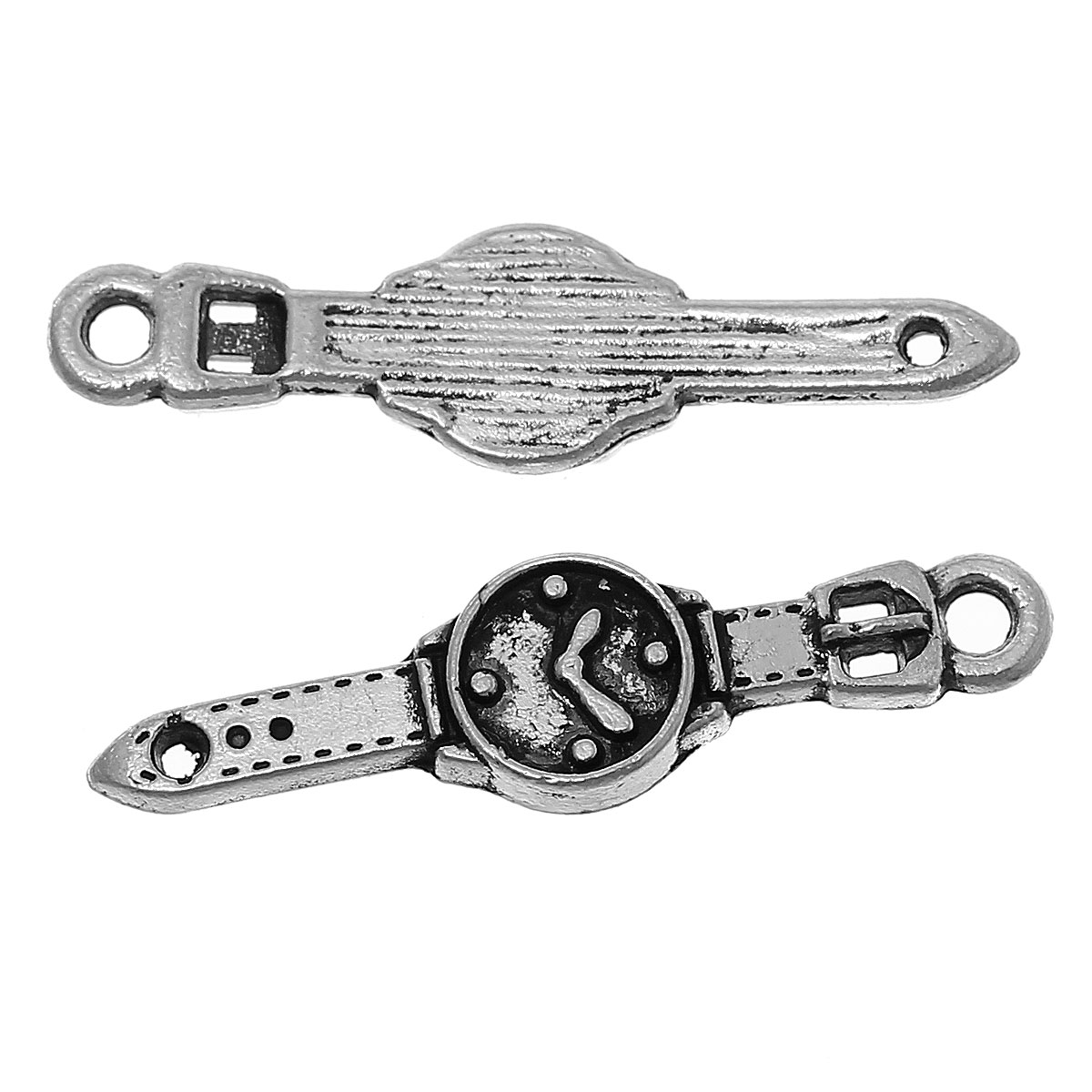 Imagen de Colgantes Aleación del Metal Del Zinc de Reloj de pulsera , Plata Antigua 24mmx 7mm, 30 Unidades