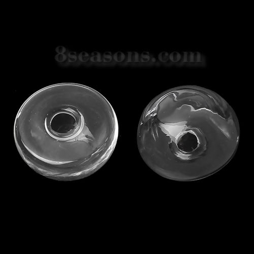 Picture of Transparent Glass Miniature Globe Bubble Bottle Vial Half Round Clear 21mm Dia, 5 PCs