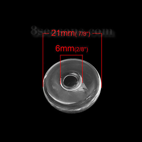 Picture of Transparent Glass Miniature Globe Bubble Bottle Vial Half Round Clear 21mm Dia, 5 PCs