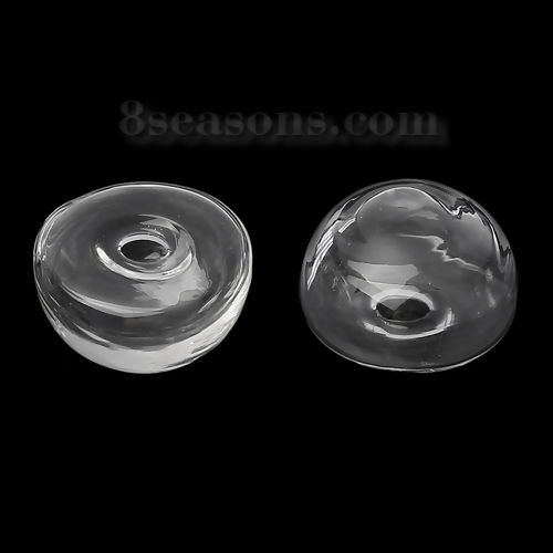 Bild von Transparent Mini Glaskugel Flasche für Ringe Ohrringe Halbkreis Klar 16mm D., 5 Stücke