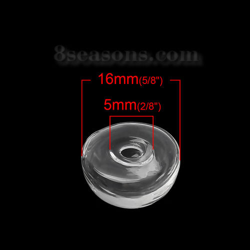 Bild von Transparent Mini Glaskugel Flasche für Ringe Ohrringe Halbkreis Klar 16mm D., 5 Stücke