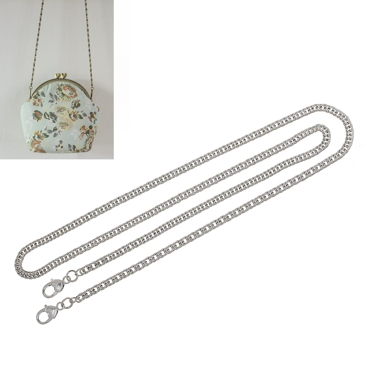 Picture of Iron Based Alloy Purse Chain Strap Handle Shoulder Crossbody Handbags Silver Tone 9mm x7mm( 3/8" x 2/8"), 1.2M(47 2/8")long, 1 Piece