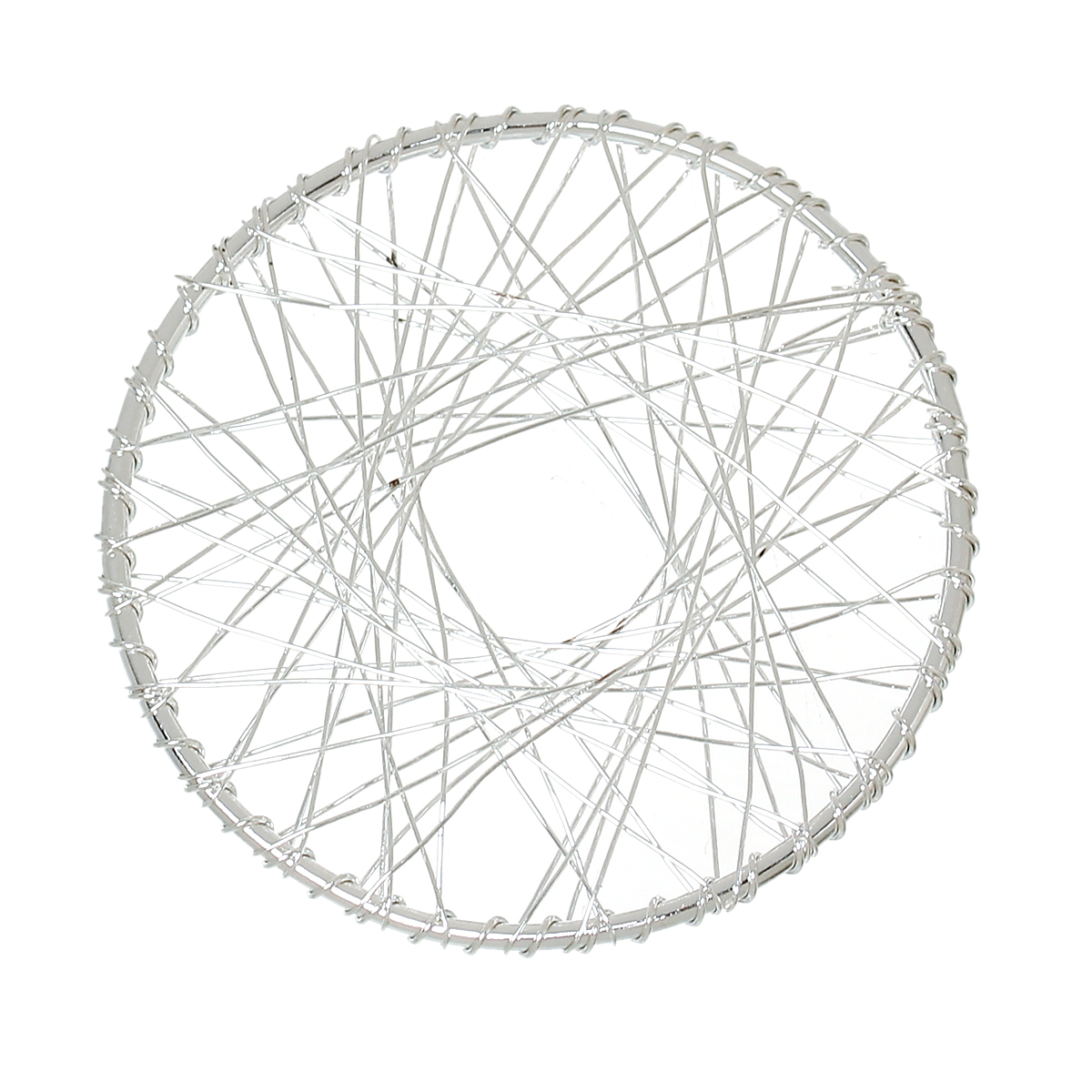 Picture of Brass Pendants Round Silver Plated Mesh 5.2cm(2") Dia, 20 PCs