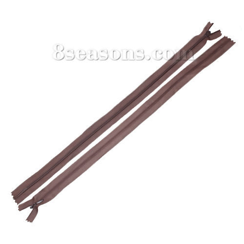 Image de Fermeture Eclair en Polyester Café 40cm Long, 2.4cm Large, 10 Pièces