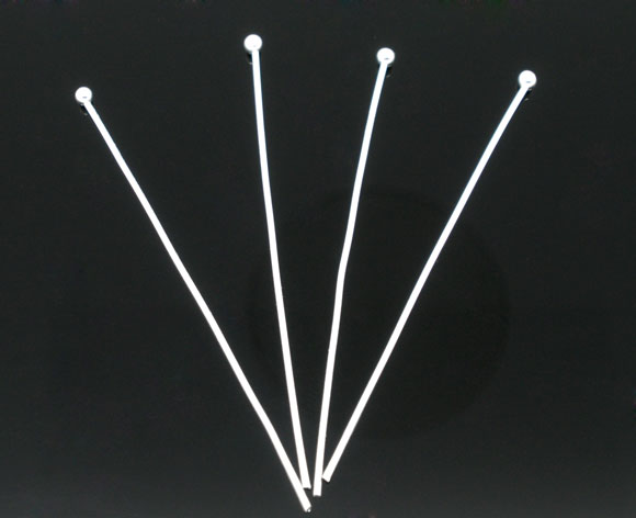 Imagen de Alfileres de cabeza de bola Aleación de Argentado,45mm de longitud 0.7mm (24 gauge) (21 gauge), 300 Unidades