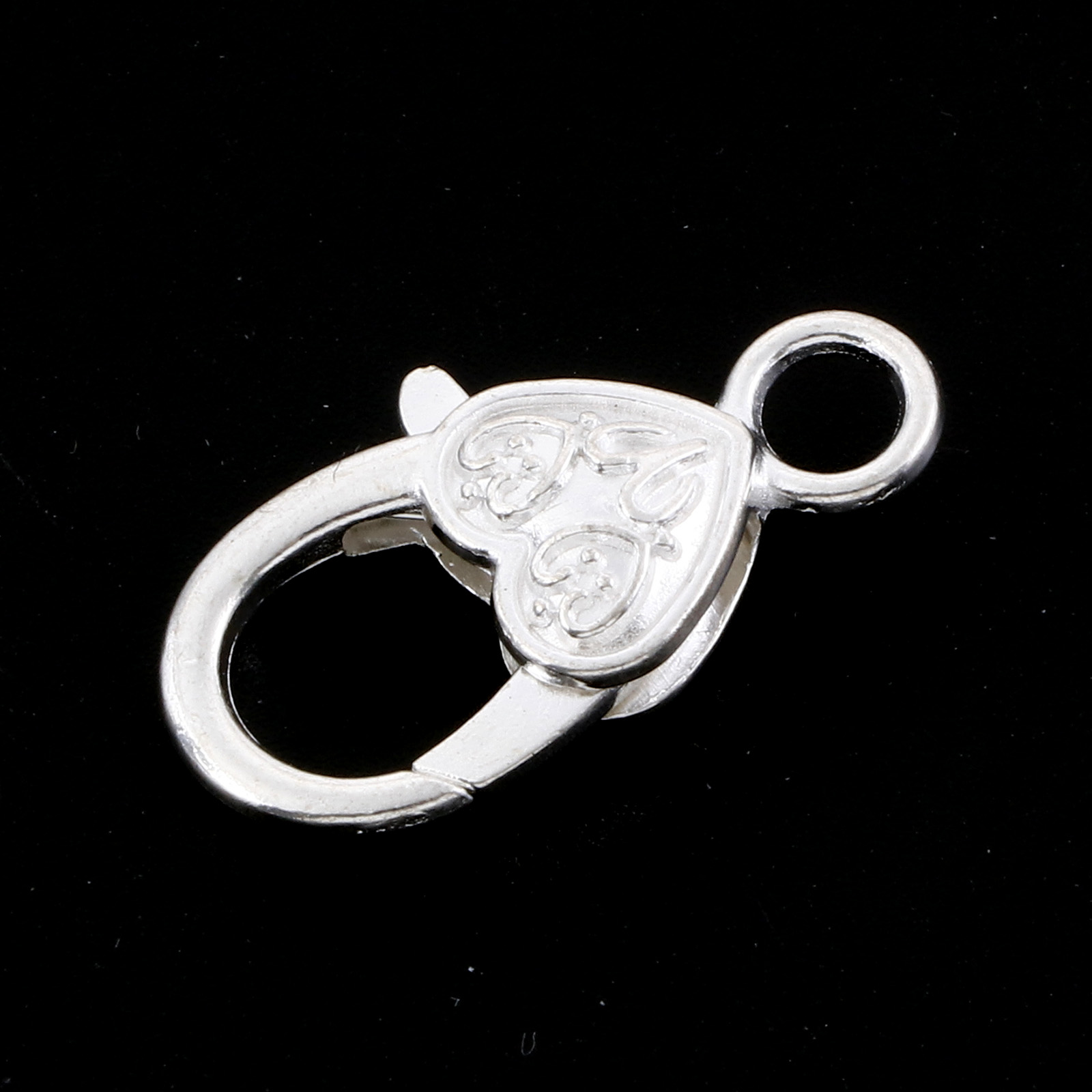 Imagen de Corchete de la Langosta Aleación del Metal Del Zinc,Argentado,Corazón 25mm x 13mm, 10 Unidades