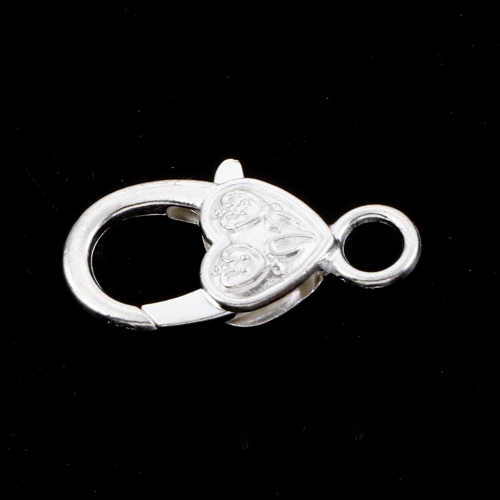 Imagen de Corchete de la Langosta Aleación del Metal Del Zinc,Argentado,Corazón 25mm x 13mm, 10 Unidades