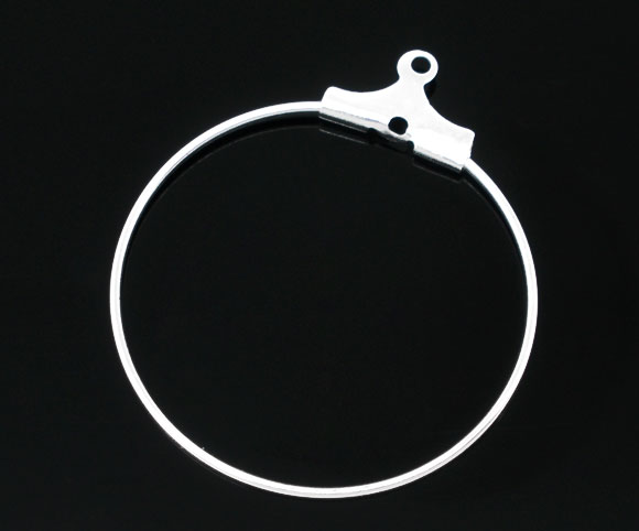 Picture of Zinc Based Alloy Wine Glass Charm Hoops Circle Ring Silver Plated 29mm x 26mm(1 1/8"x 1"), 100 PCs