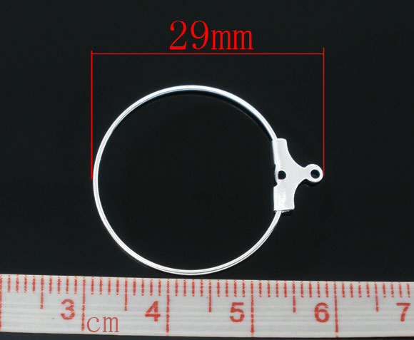 Picture of Zinc Based Alloy Wine Glass Charm Hoops Circle Ring Silver Plated 29mm x 26mm(1 1/8"x 1"), 100 PCs