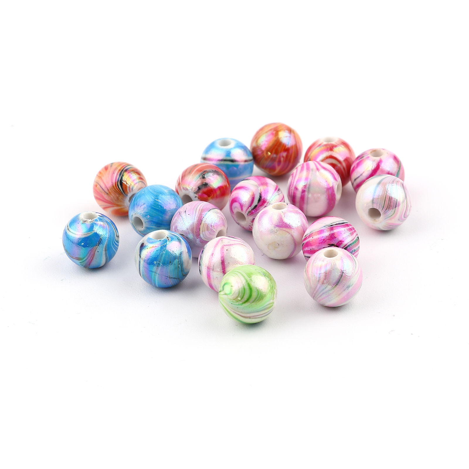 Imagen de Acrílico Cuentas Ronda , Al Azar Tallado Revestimiento 10mm Diámetro, Agujero: Aprox 2.3mm, 100 Unidades