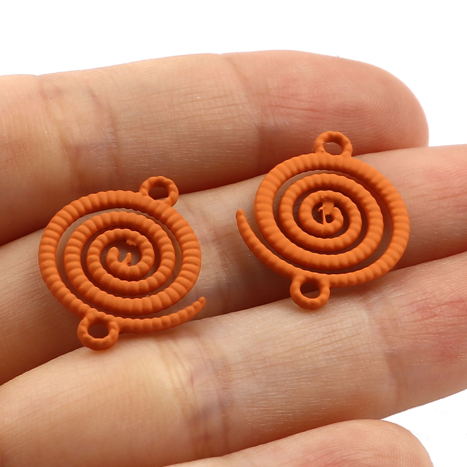 Picture of Zinc Based Alloy Connectors Round Orange Swirl 21mm x 17mm, 20 PCs