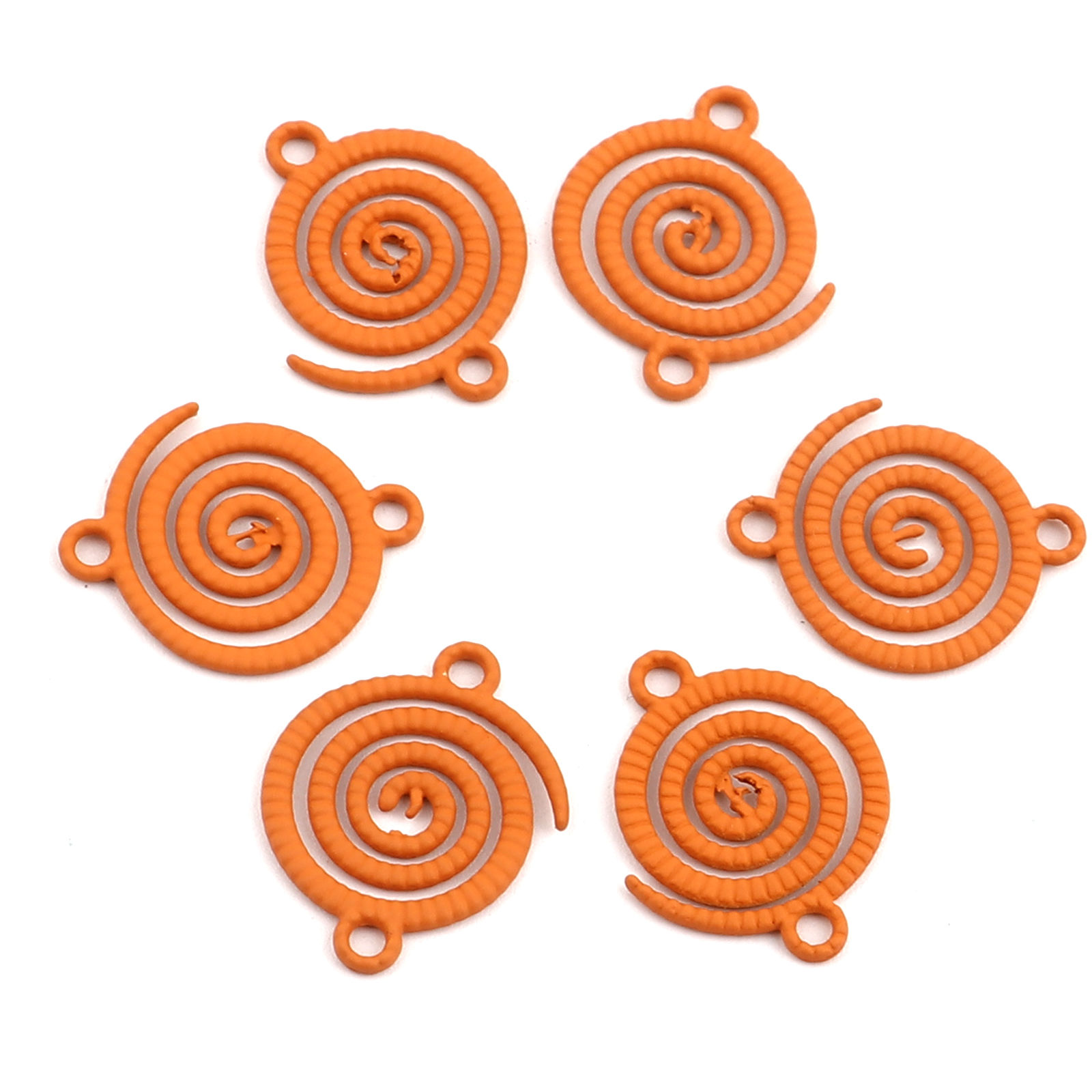 Picture of Zinc Based Alloy Connectors Round Orange Swirl 21mm x 17mm, 20 PCs