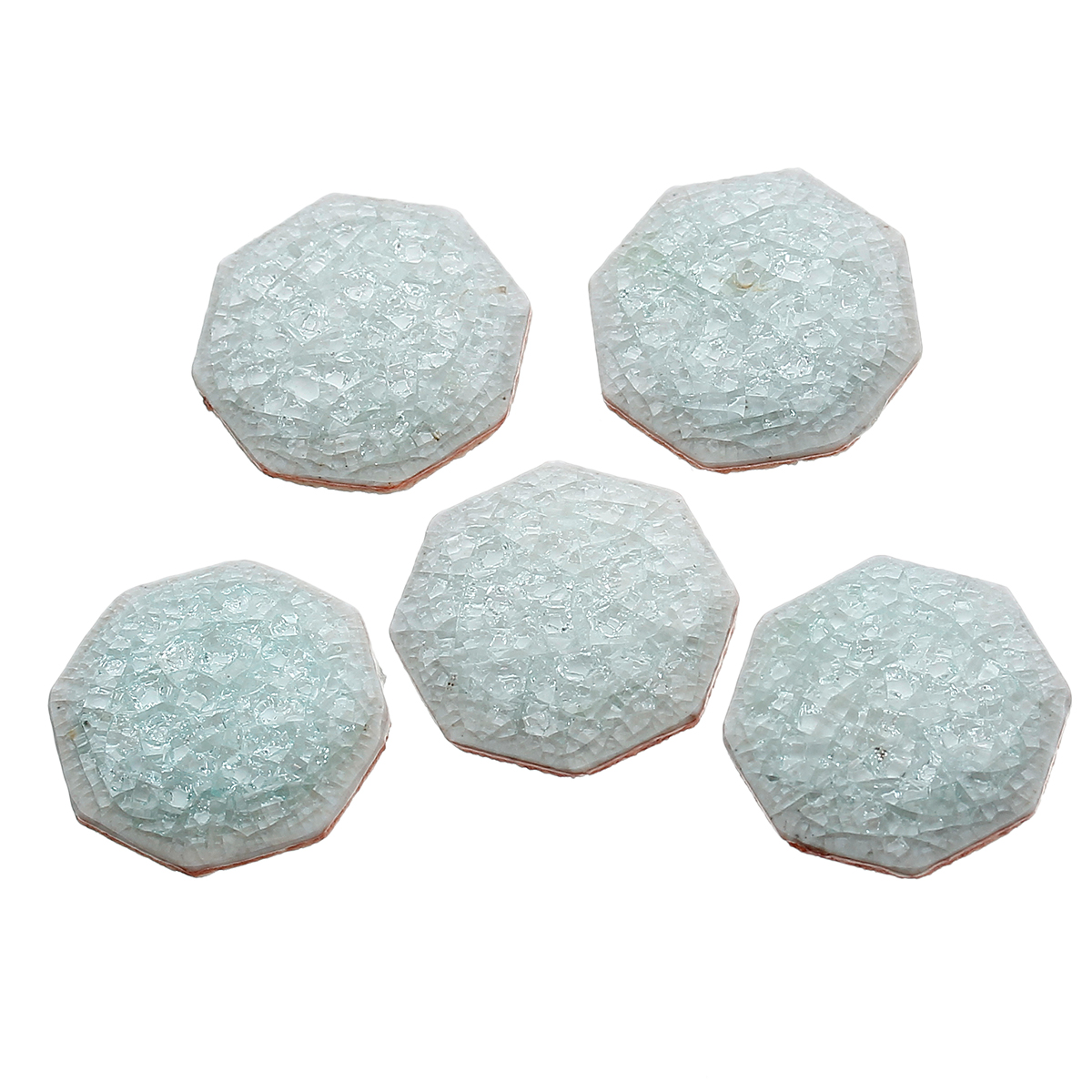 Bild von Keramik & Glas Dom Cabochons Verzierung Polygon Platt Hellgrün Spalte Muster 21mm x 21mm, 5 Stücke