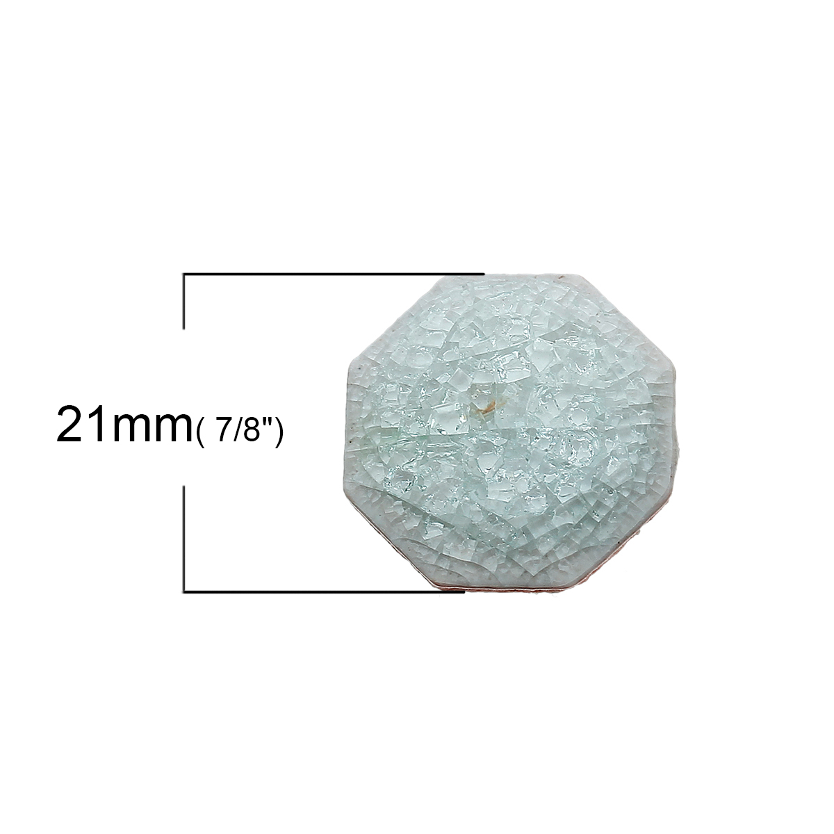 Bild von Keramik & Glas Dom Cabochons Verzierung Polygon Platt Hellgrün Spalte Muster 21mm x 21mm, 5 Stücke