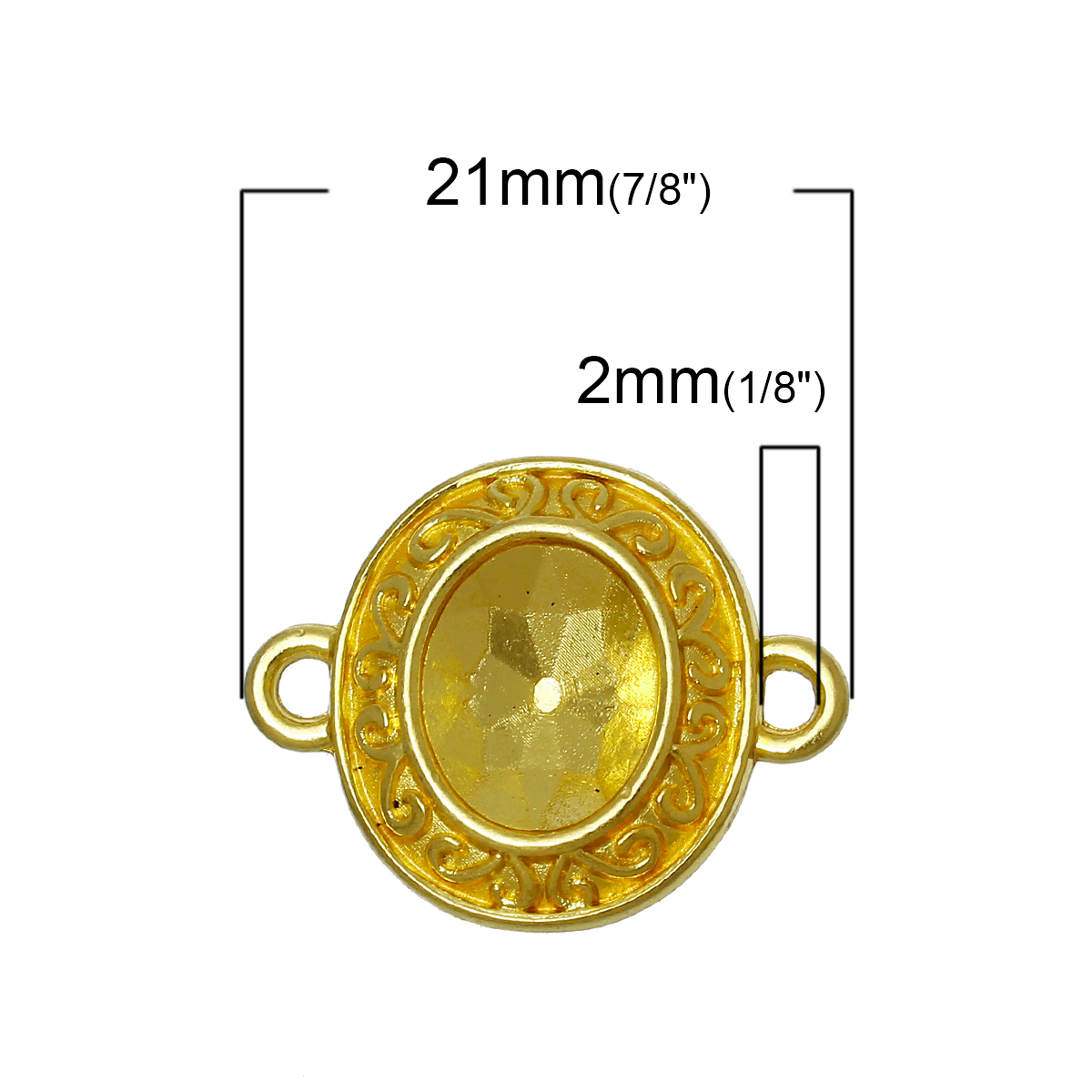 Picture of Zinc Based Alloy Cabochon Settings Connectors Oval Gold Plated (Fits 10mm x 8mm) 21mm( 7/8") x 17mm( 5/8"), 6 PCs