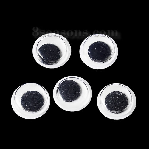 Bild von ABS Plastik Puppe Auge Schwarz & Weiß Selbstklebend 10mm( 3/8") D., 50 Stücke
