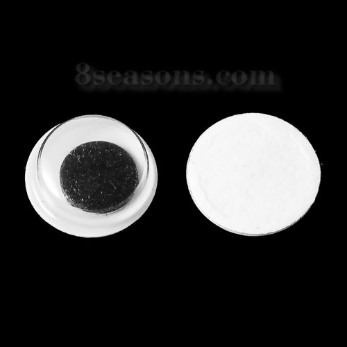 Bild von ABS Plastik Puppe Auge Schwarz & Weiß Selbstklebend 10mm( 3/8") D., 50 Stücke