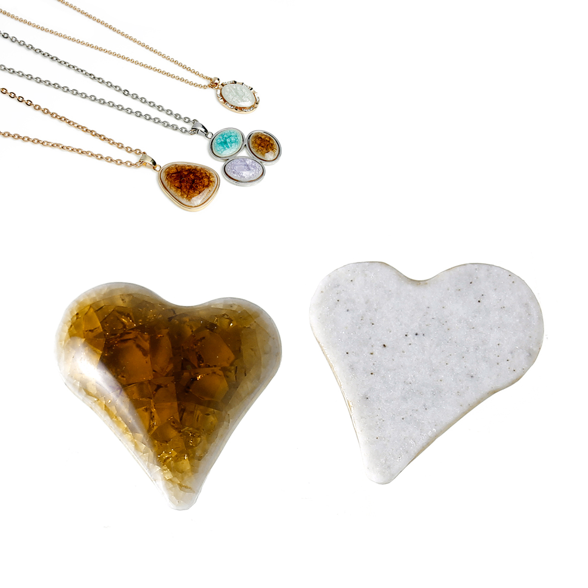 陶芸+ガラス ドームシールカボション 装飾パーツ ハート フラット ライトブラウン 亀裂 16mm x 15mm、 5 個 の画像