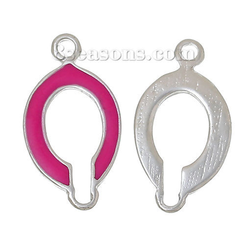 Bild von Zinklegierung Verbinder Oval Silberfarbe Fuchs Tierie Emaille, 22mm x 11mm, 10 Stücke