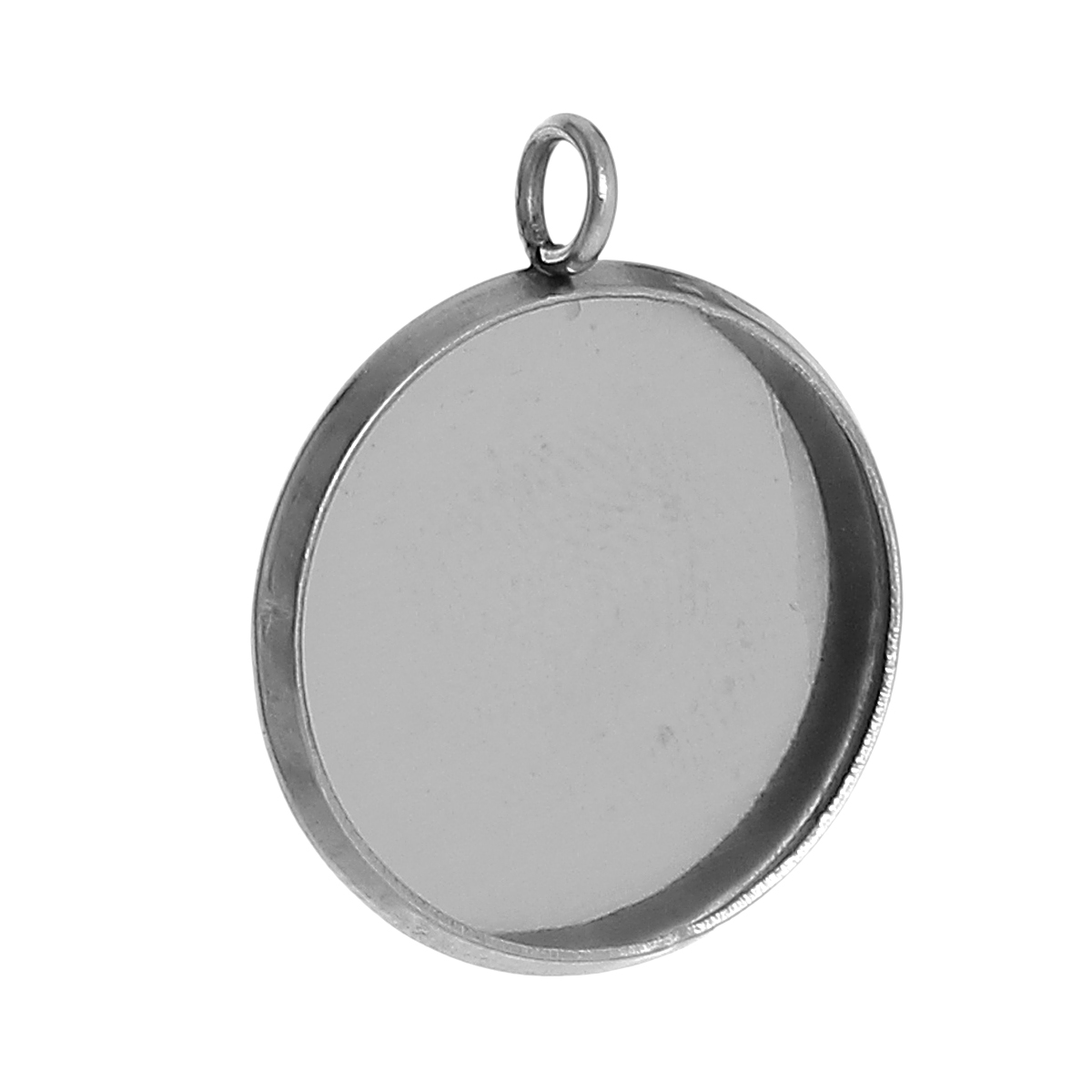 Bild von 304 Edelstahl Cabochon Fassung Anhänger Rund Silberfarbe (für 16mm D) 22mm x 18mm 20 Stück